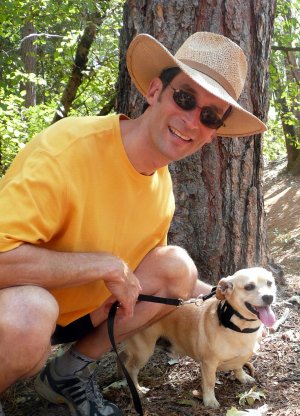 Pete takes Sam for a walk in Grass Valley